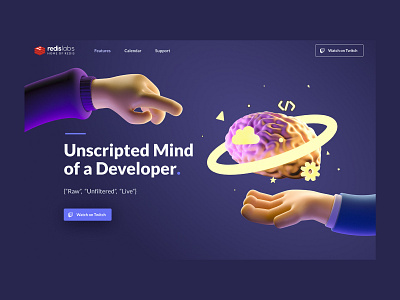 RedisLabs 3D Website Hero