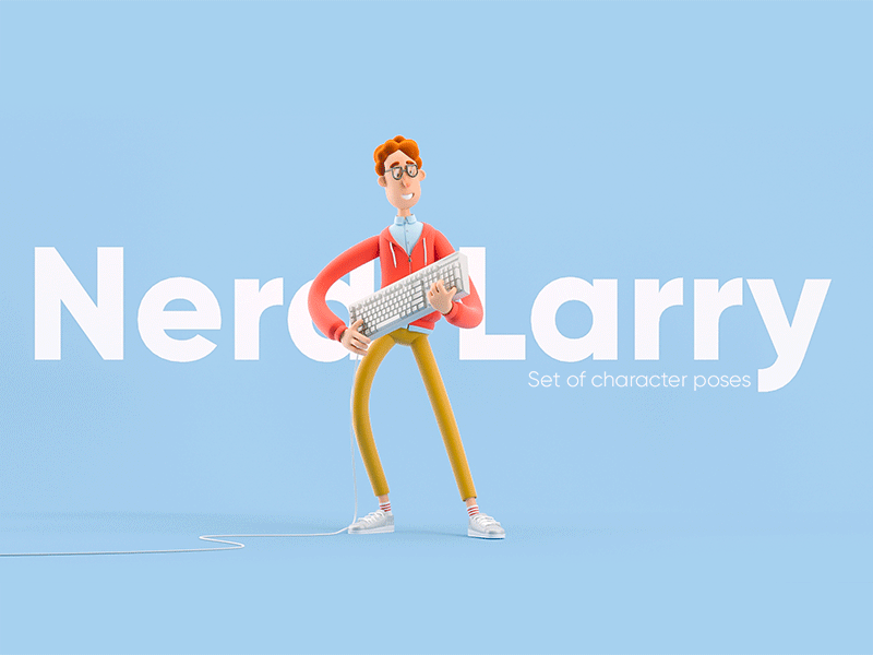 Nerd Larry 3d animated gif animation cartoon character charcterdesign creative dance design geek gif illustration larry nerd render set