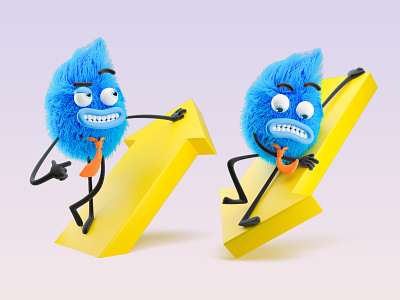 ups and downs 3d 3dcharacter bisinessman business cartoon character character design creative cute design fluffy funny fur illustration