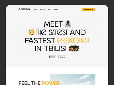 E-Scooter Sharing website redesign animation design landing page product scooter service sharing tbilisi typography ui website