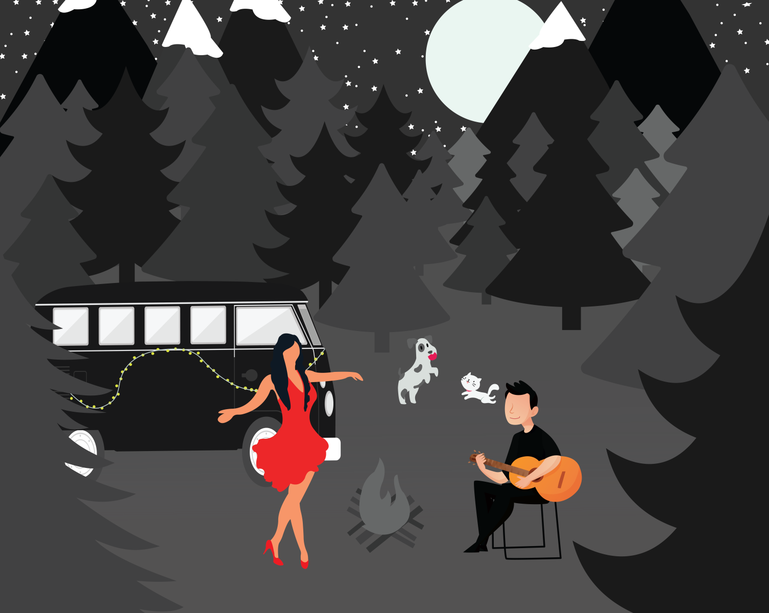 spanish dance art artwork dance design forest free galaxy guitar illustration illustrator latino love man moon moonlight my dream spanish woman