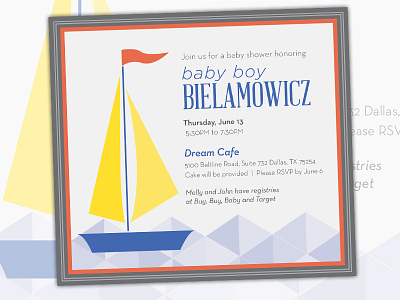 Baby Boy Bielamowicz baby baby shower blue boy grey red sailboat yellow