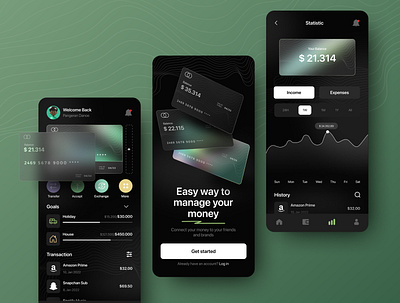 Digital Wallet Application - Dark Version application bank bank card credit credit card debit debit card design digital wallet digital wallet app e wallet e wallet application finance fintech mobile app mobile application ui design uiuix uiux wallet app