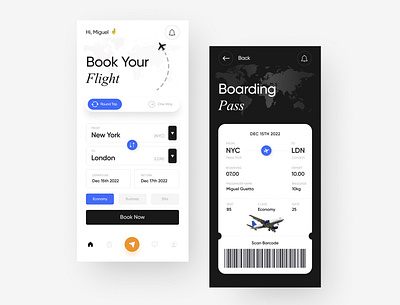 Flight Booking App airplane application barcode boarding pass booking application clean design visual flight flight app flight booking minimalist mobile app simple ticket booking ui ui app ui design ui ux application uiux ux