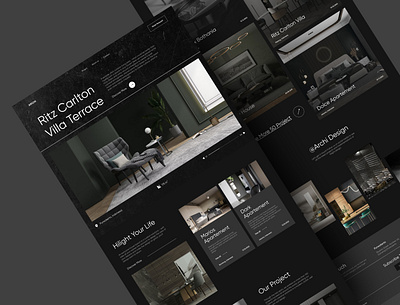 Interior Landing Page architecture chair clean darkversion home home page homedecor house interior interior design landing page minimalist night mode property real estate room ui interior uiux uiux landing page web design