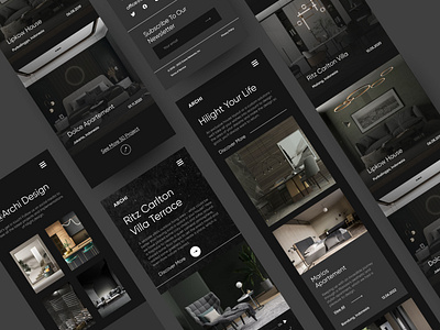 Interior - Responsive Mobile architect chair clean dark version home page interior interior mobile interior ui landing page minimalist mobile night mode property real estate responsive responsive mobile room ui interior uiuix view
