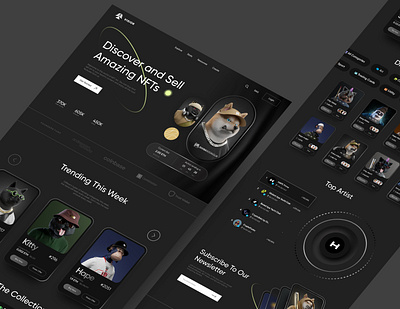 NFT Landing Page - Dark Version art bitcoin clean crypto crypto web dark version design etherium landing page marketplace minimalist nft nft web nfts tranding ui uiuix uiux web design website