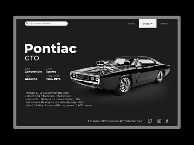 Car gallery Web UI Concept beginner car cars dark design gallery gto minimal pontiac supercar ui design uidesign web webdesign webui webuiuxdesign