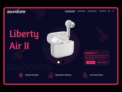 Soundcore Earphones Product Page Web UI Concept creative dailyui debutshot designer designinspiration designthinking digitaldesign product page ui uidesign uiinspiration uitrends uiux uiuxdesign user interface userinterface uxdesign webdesign website websitedesign