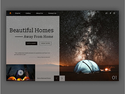 Camping Events Site Landing Page Web UI Concept