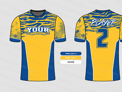 Blue Gold with Pattern Shirt Mockup by Unique Sports Apparel on Dribbble