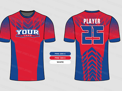 blue red white sports jersey template for team uniforms and Soccer