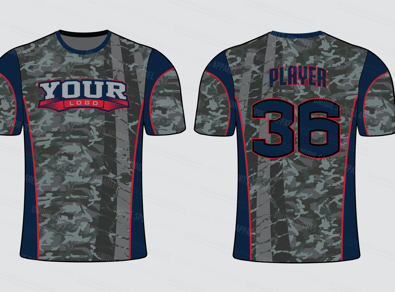 Sublimated Football Jersey with Digital Camouflage Pattern