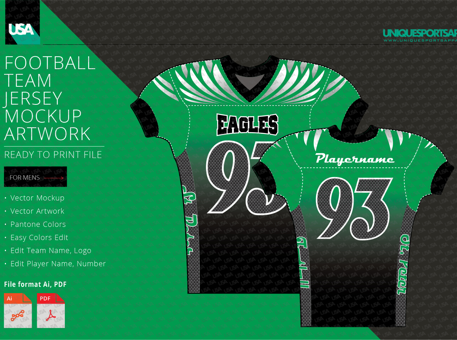 American football team jersey design mockup Vector Image