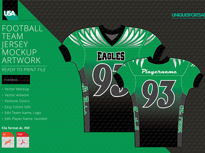 EAGLES FOOTBALL COMPRESSION JERSEY DESIGN MOCKUP art background casual editable fashion football graphic illustration jersey layered men player seamless soccer sport team template uniform vector wear