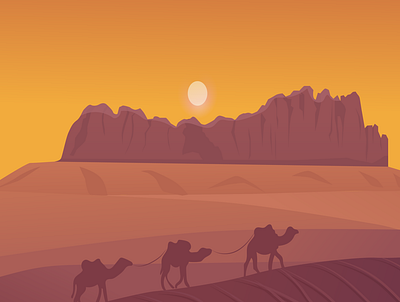 Camels in desert camel desert hot climate illustration sand clock sand dunes