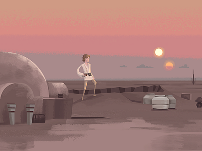 Binary Sunset illustration nerd photoshop star tatooine wars