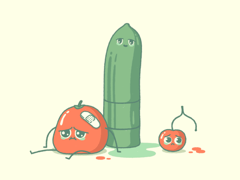 Fruits Are Friends 2d animation cut flat illustration kawaii line sad fruit tomato vegetable