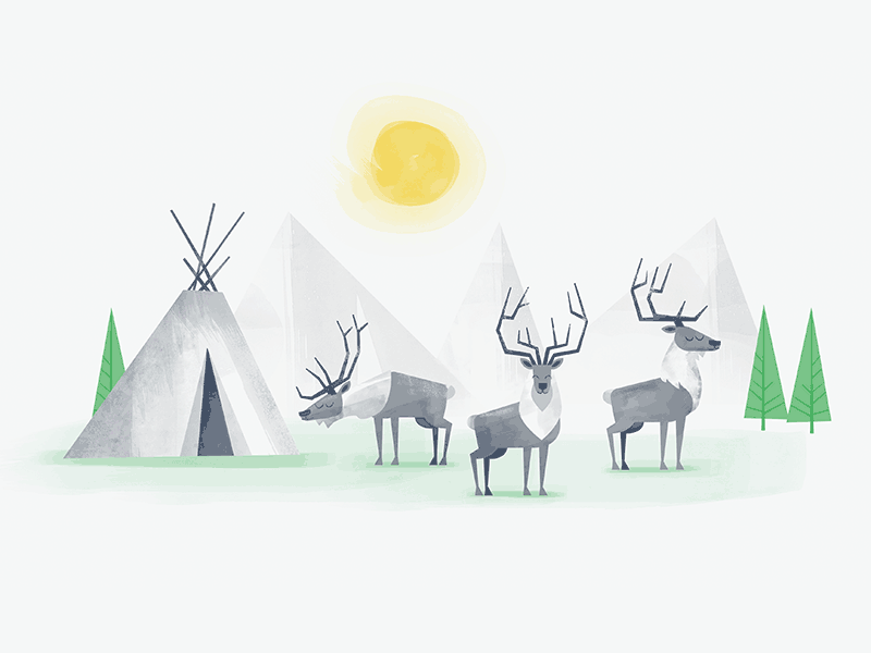 Reindeer Village 2d animation illustration styleframe texture