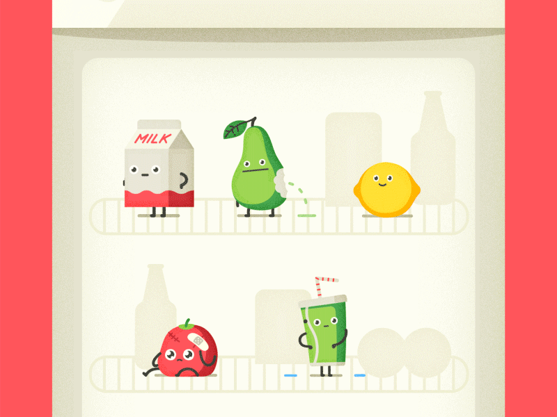Moody Foodies – pt I 2d animation food fruit gif illustration loop stickers