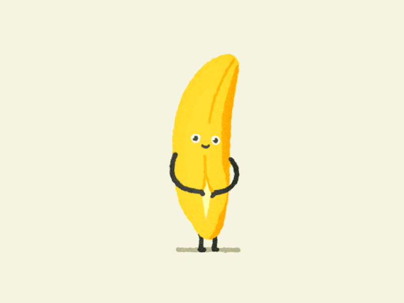 Saturday 2d animation banana character design food fruit gif illustration loop stickers