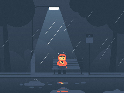 Lost Styleframe 2d character design child illustration rain styleframe texture