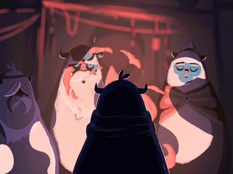The Yeti Elders 2d adventure animation cel fire hut illustration loop snow texture yeti