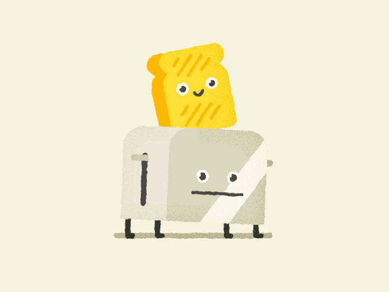 Wait a minute, Mr. Toastman 2d animation bread breakfast food gif illustration loop stickers toast toaster