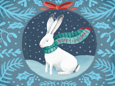 Arctic Hare Christmas Card arctic hare card christmas christmas card digital etsy gift greeting hare illustration photoshop winter