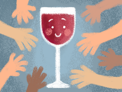 Is it wine O'clock yet? 5pm somewhere brush friday grabby grabby hands hands illustration oclock paint photoshop texture wine