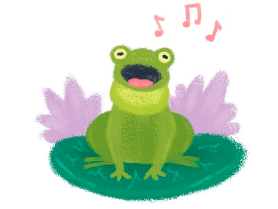 Frog amphibian character design croak frog hand painted illustration painted photoshop ribbit singing texture