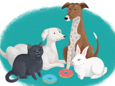 Pet Portrait Commission bunny cat dog donuts greyhound kitten lurcher pet portrait rabbit wippet