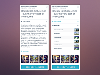 Tour Webshop clean flat interface layout mobile responsive sightseeing travel ui ux waypoints