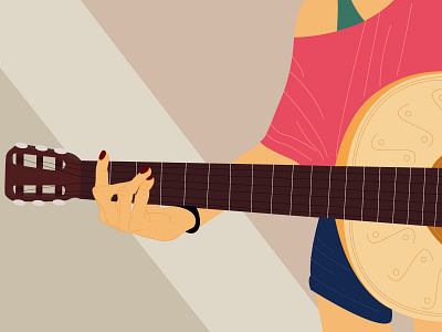 G Chord colorful daily inspiration design drawing flat guitar illustration minimal model woman