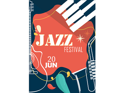 JAZZ Festival - Flyer banner banner design colorful design drawing festival flyer flyer design illustration jazz summer vector
