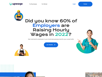 Upwage website landing page concept bold figma fun homepage jobs joyful responsive ui ux website