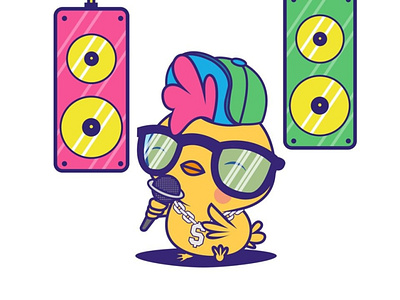 Pollito animal app design hip hop icon illustration logo music pollo poster art vector