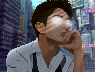 Digital painting on photoshop - First try anime cityscape design digital art digital illustration digital painting illustration korea kpop model photoshop