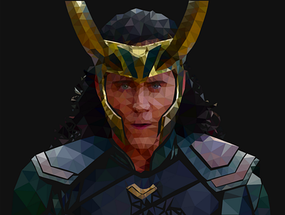 The god of mischief design digital art digital illustration illustration illustrator loki lowpoly marvel marvel studios marvelcomics superhero