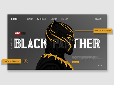 Black panther app design flat graphic design minimal ui ux web webdesign website