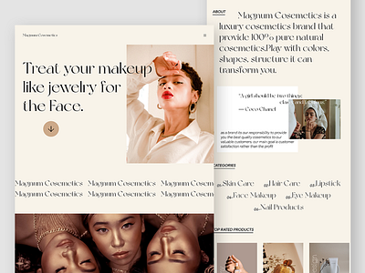 Magnum Cosmetics adobe adobexd animation branding cosmetics design figma flat graphic design prototype ui ux web webdesign website women xd
