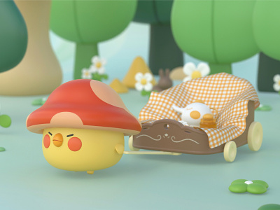 On the Way to Picnic 3d 3d art 3d illustration 3dcharacter animation character graphicdesign illustration