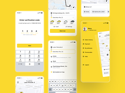 Taxi ios mobile taxi taxi app taxi booking app ui uidesign yellow