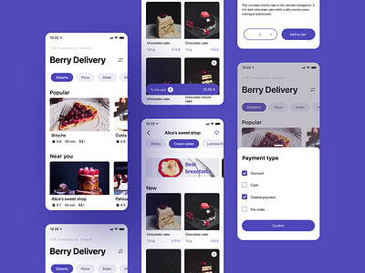 Berry Delivery berry delivery app deserts food food delivery food delivery app ios mobile mobile design mobile ui ui ui design