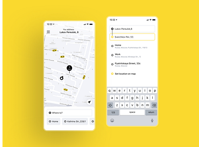 Taxi booking app ios map mobile mobile ui taxi taxi app taxi booking app ui ui design yellow