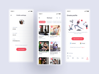 Sport video platform design illustration ios mobile mobile ui profile registration sport online ui ui design video workout