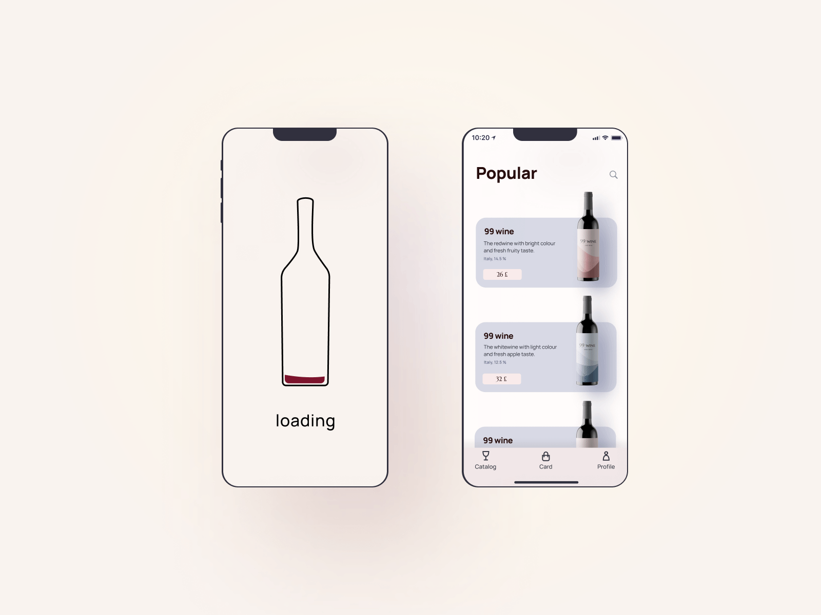 Wine shop ios mobile ui wine