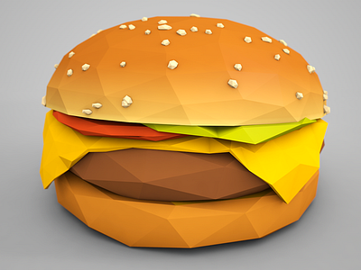 Lowpoly burger c4d cgi food lerendudujour lowpoly