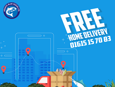 Free fish home delivery branding design facebook