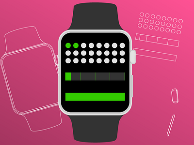 Applewatch concept apple concept green pink time vector watch white wireframe